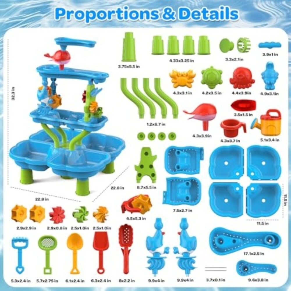 Water Sand Table for Toddler Kids - 4-Tier Multifunctional Summer Toys,Outdoor B - Picture 3 of 8